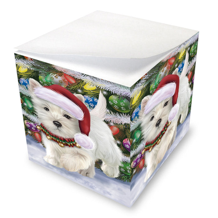 Trotting in the Snow West Highland White Terrier Dog Note Cube NOC54946