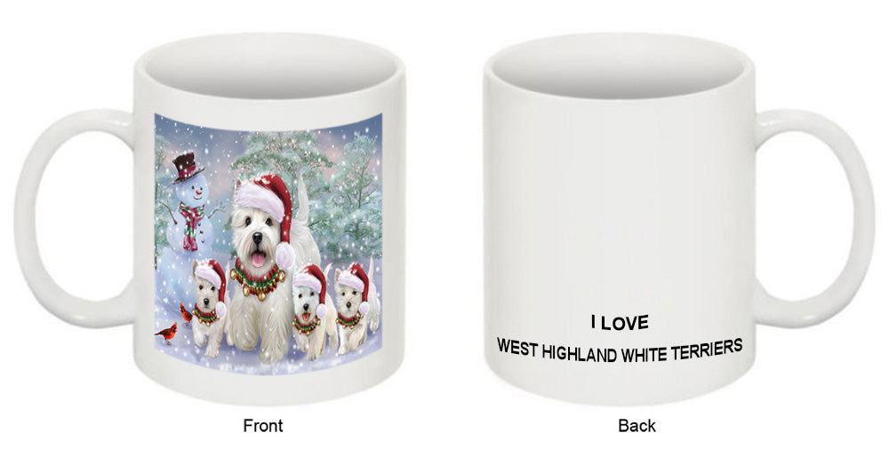 Christmas Running Family West Highland White Terriers Dog Coffee Mug MUG52042