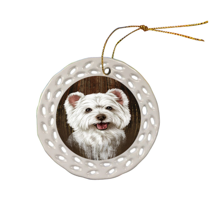 Rustic West Highland White Terrier Dog Ceramic Doily Ornament DPOR50494