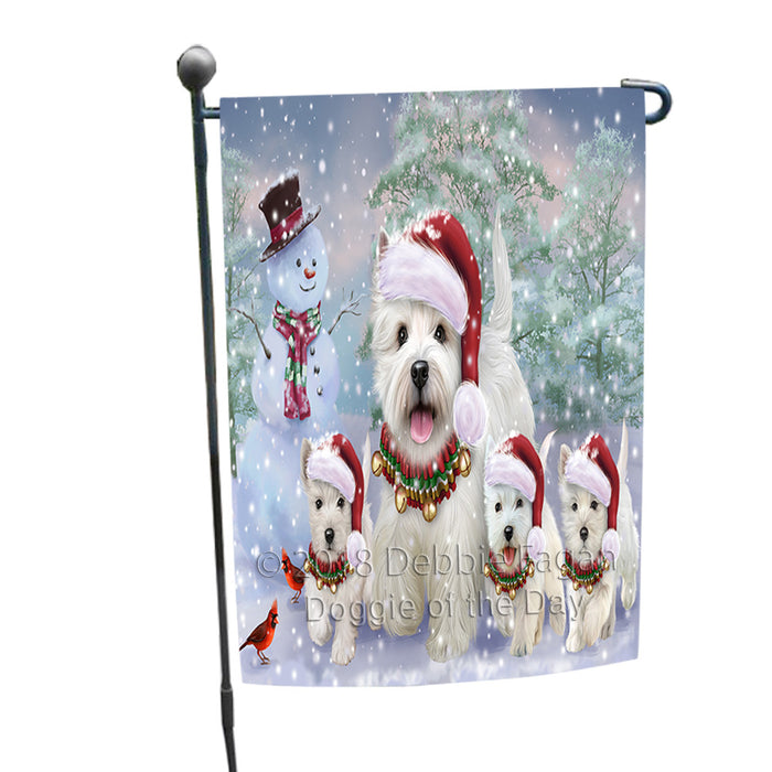Christmas Running Family West Highland White Terriers Dog Garden Flag GFLG57272