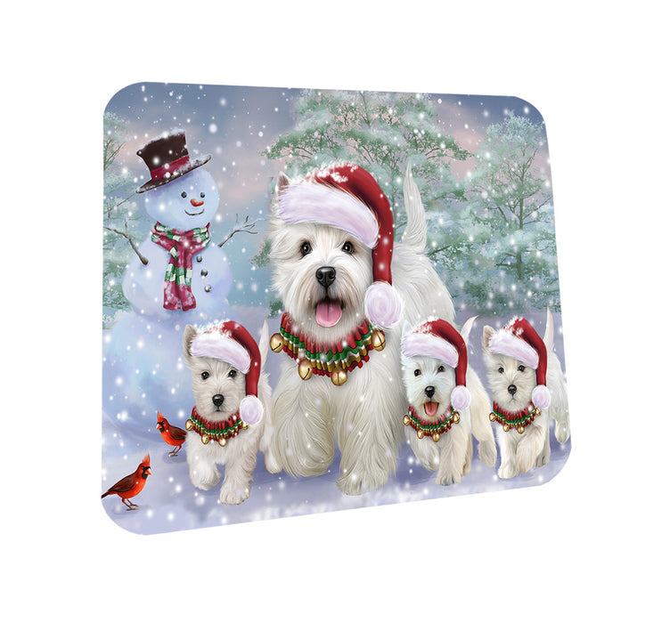 Christmas Running Family West Highland White Terriers Dog Coasters Set of 4 CST56602