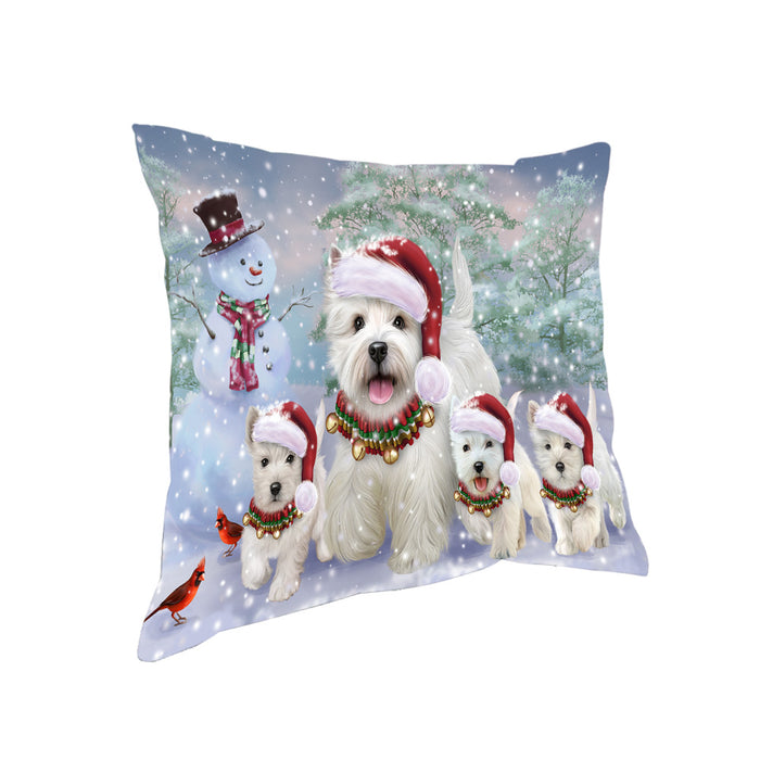 Christmas Running Family West Highland White Terriers Dog Pillow PIL80868