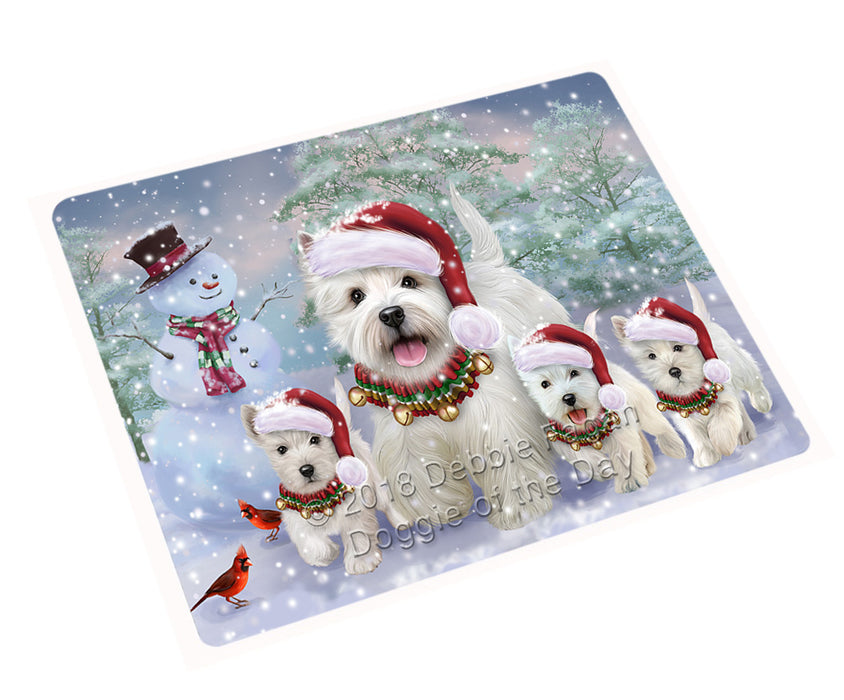 Christmas Running Family West Highland White Terriers Dog Cutting Board C75786
