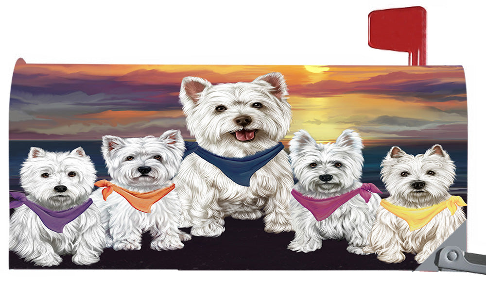 Family Sunset Portrait West Highland Terrier Dogs Magnetic Mailbox Cover MBC48515
