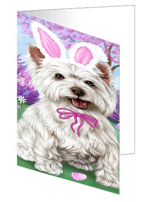 West Highland Terrier Dog Easter Holiday Handmade Artwork Assorted Pets Greeting Cards and Note Cards with Envelopes for All Occasions and Holiday Seasons GCD51911