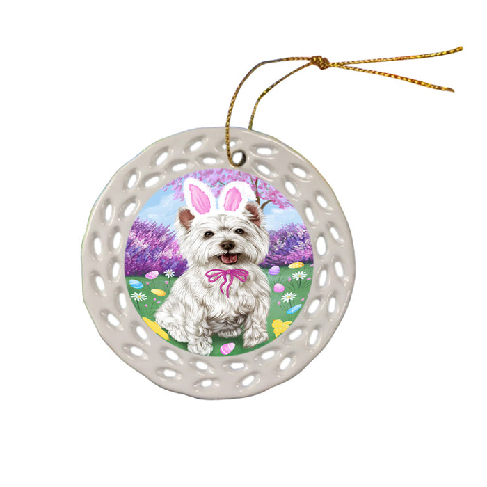 West Highland Terrier Dog Easter Holiday Ceramic Doily Ornament DPOR49294