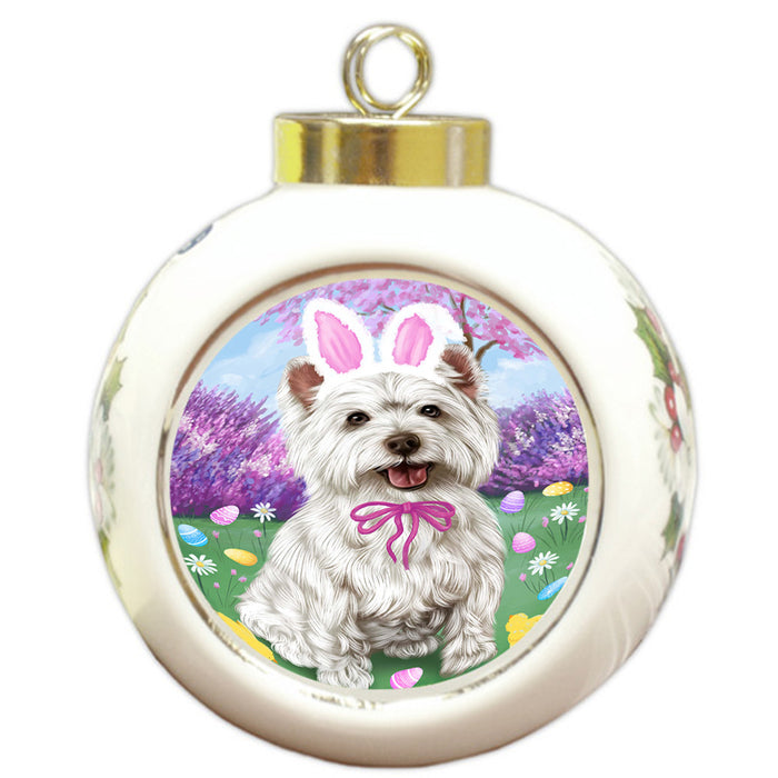 West Highland Terrier Dog Easter Holiday Round Ball Christmas Ornament RBPOR49294