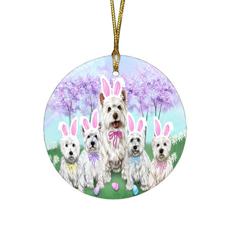 West Highland Terriers Dog Easter Holiday Round Flat Christmas Ornament RFPOR49286