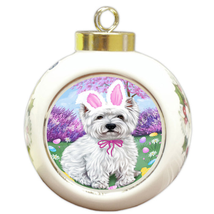 West Highland Terrier Dog Easter Holiday Round Ball Christmas Ornament RBPOR49296