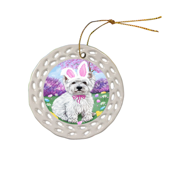 West Highland Terrier Dog Easter Holiday Ceramic Doily Ornament DPOR49296