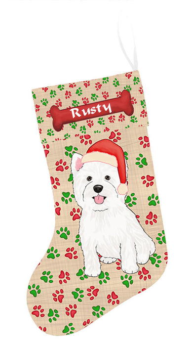 Pet Name Personalized Christmas Paw Print West Highland Terrier Dogs Stocking