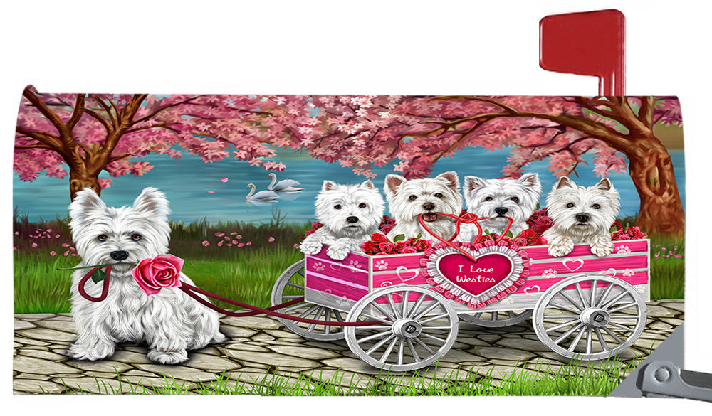 I Love Westies Dogs in a Cart Magnetic Mailbox Cover MBC48599