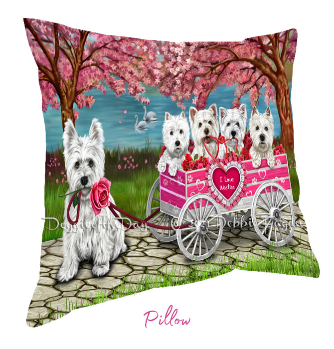 Mother's Day Gift Basket Westies Dogs Blanket, Pillow, Coasters, Magnet, Coffee Mug and Ornament