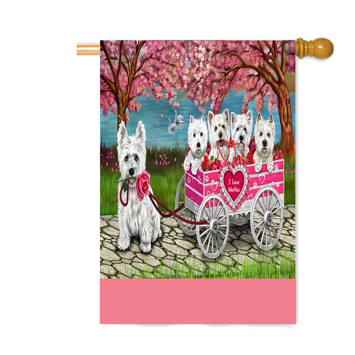 Personalized I Love Westie Dogs in a Cart Custom House Flag FLG-DOTD-A62256