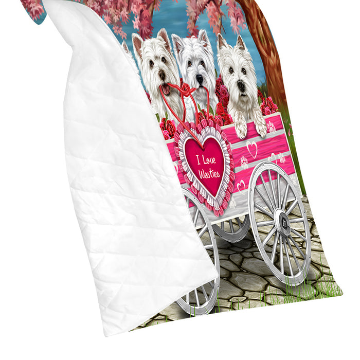 I Love Westies Dogs in a Cart Quilt