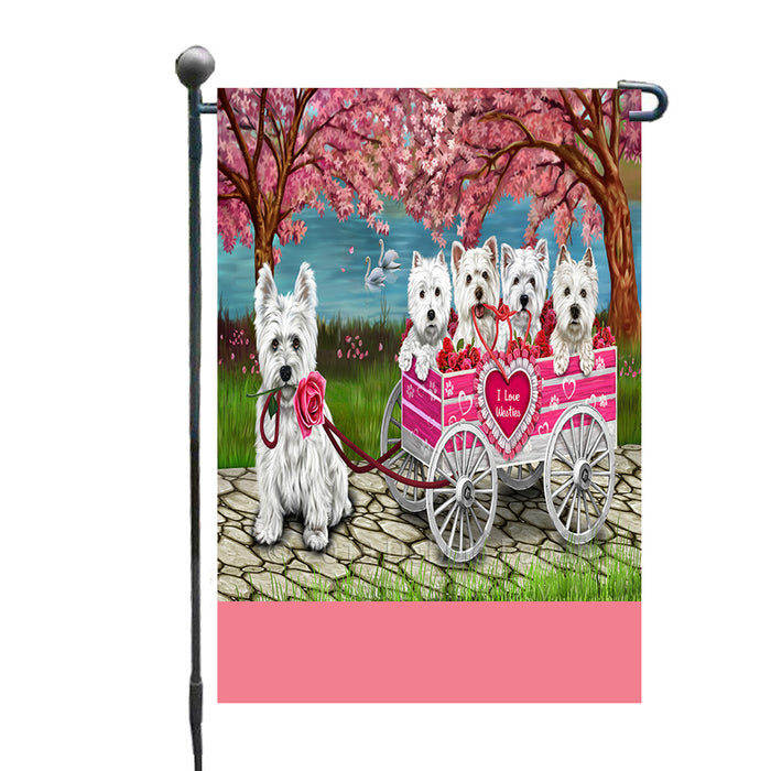 Personalized I Love Westie Dogs in a Cart Custom Garden Flags GFLG-DOTD-A62200