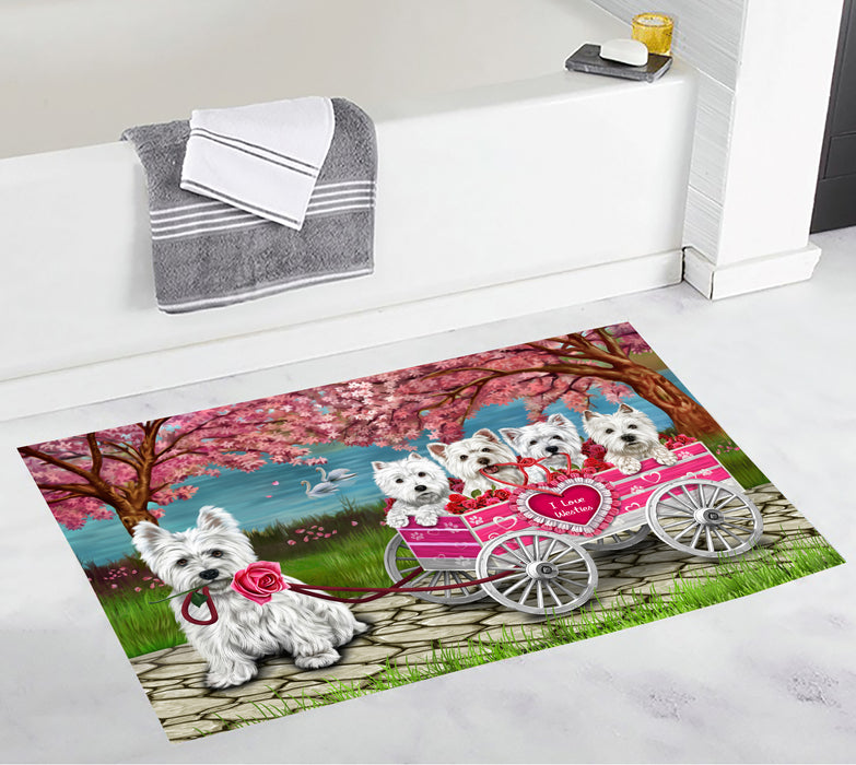 I Love Westies Dogs in a Cart Bath Mat