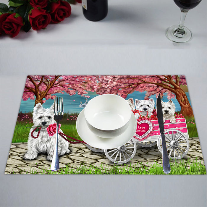 I Love Westies Dogs in a Cart Placemat
