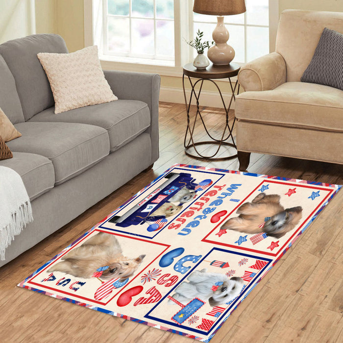 4th of July Independence Day I Love USA Wheaten Terrier Dogs Area Rug - Ultra Soft Cute Pet Printed Unique Style Floor Living Room Carpet Decorative Rug for Indoor Gift for Pet Lovers