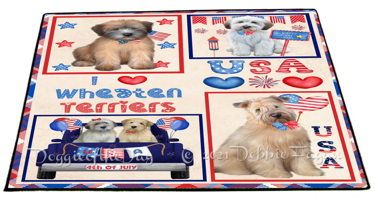 4th of July Independence Day I Love USA Wheaten Terrier Dogs Floormat FLMS56371 Floormat FLMS56371