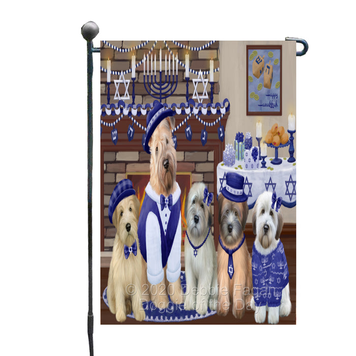 Happy Hanukkah Family Wheaten Terrier Dogs Garden Flag GFLG65790