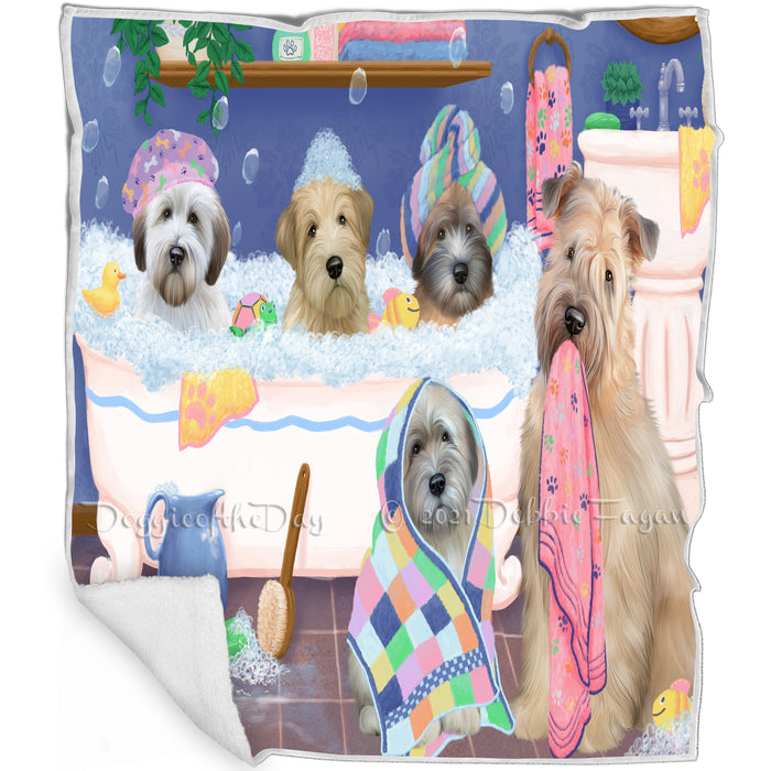 Rub A Dub Dogs In A Tub Wheaten Terriers Dog Blanket BLNKT130935