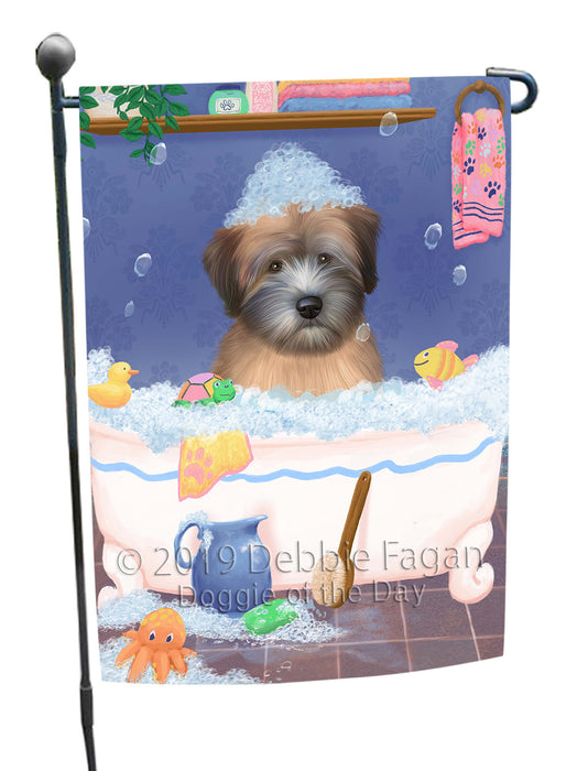 Rub A Dub Dog In A Tub Wheaten Terrier Dog Garden Flag GFLG66330