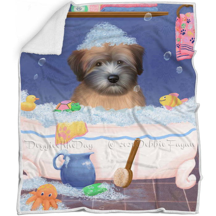 Rub A Dub Dog In A Tub Wheaten Terrier Dog Blanket BLNKT143187