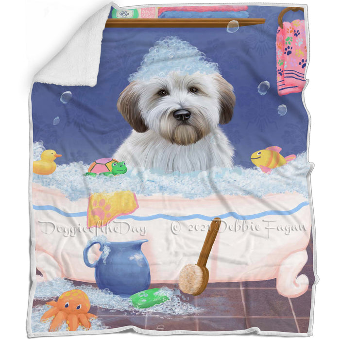 Rub A Dub Dog In A Tub Wheaten Terrier Dog Blanket BLNKT143188