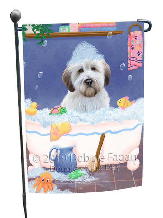 Rub A Dub Dog In A Tub Wheaten Terrier Dog Garden Flag GFLG66331