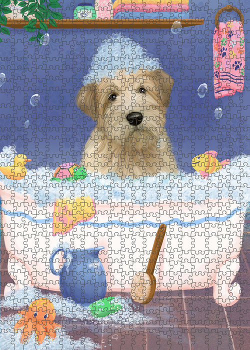 Rub A Dub Dog In A Tub Wheaten Terrier Dog Portrait Jigsaw Puzzle for Adults Animal Interlocking Puzzle Game Unique Gift for Dog Lover's with Metal Tin Box PZL388