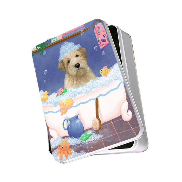 Rub A Dub Dog In A Tub Wheaten Terrier Dog Photo Storage Tin PITN57419