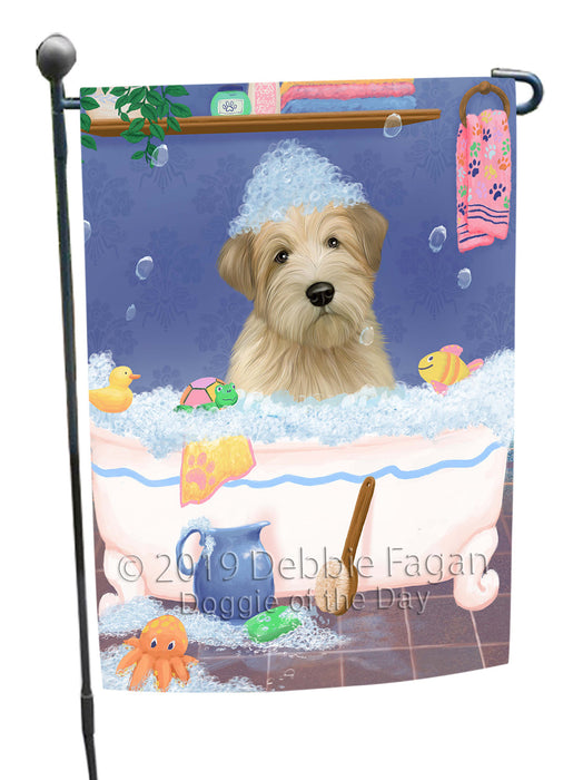 Rub A Dub Dog In A Tub Wheaten Terrier Dog Garden Flag GFLG66332