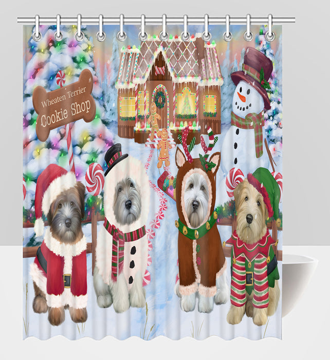 Holiday Gingerbread Cookie Wheaten Terrier Dogs Shower Curtain