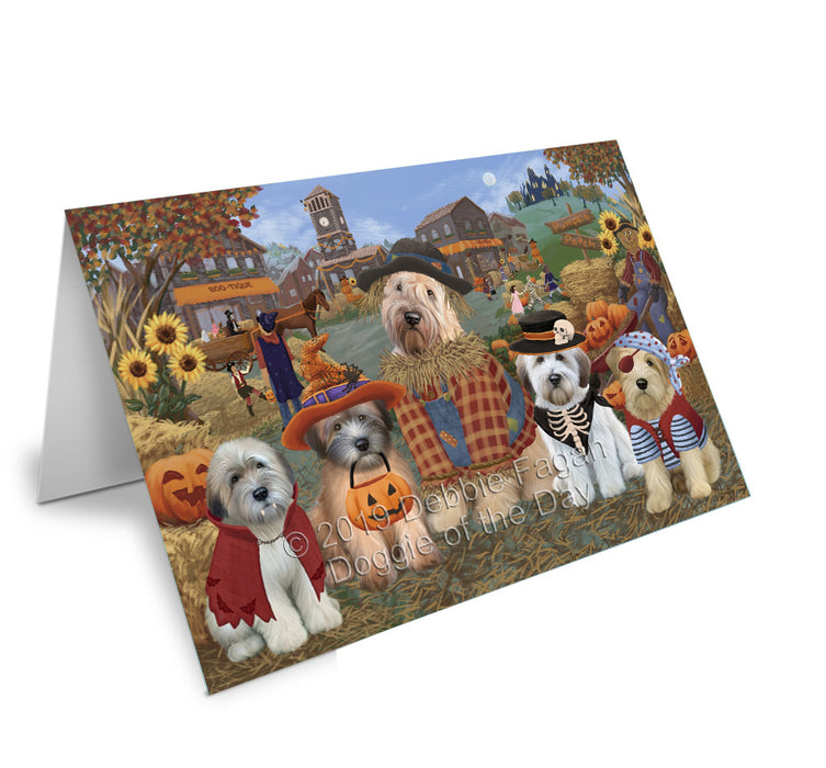 Halloween 'Round Town Wheaten Terrier Dogs Handmade Artwork Assorted Pets Greeting Cards and Note Cards with Envelopes for All Occasions and Holiday Seasons GCD78494