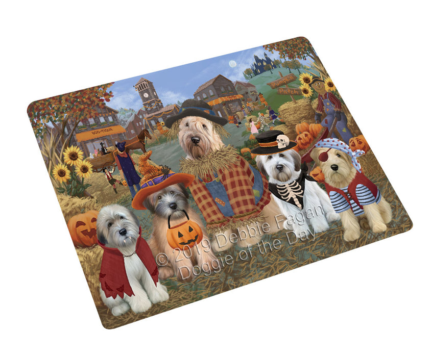 Halloween 'Round Town Wheaten Terrier Dogs Cutting Board - For Kitchen - Scratch & Stain Resistant - Designed To Stay In Place - Easy To Clean By Hand - Perfect for Chopping Meats, Vegetables