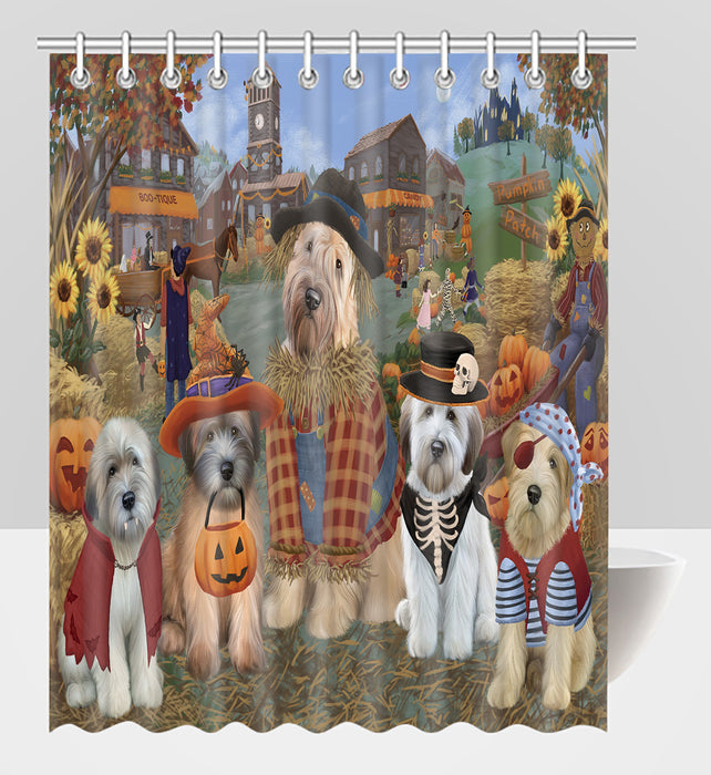 Halloween 'Round Town Wheaten Terrier Dogs Shower Curtain