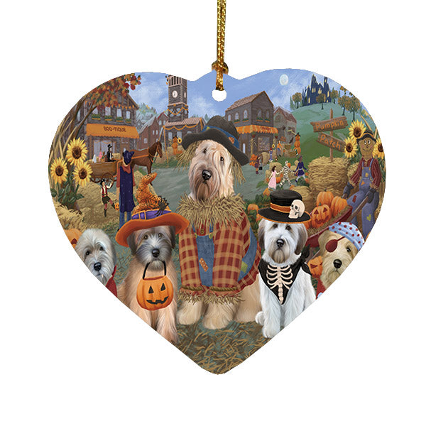 Halloween 'Round Town Wheaten Terrier Dogs Heart Christmas Ornament HPOR57716