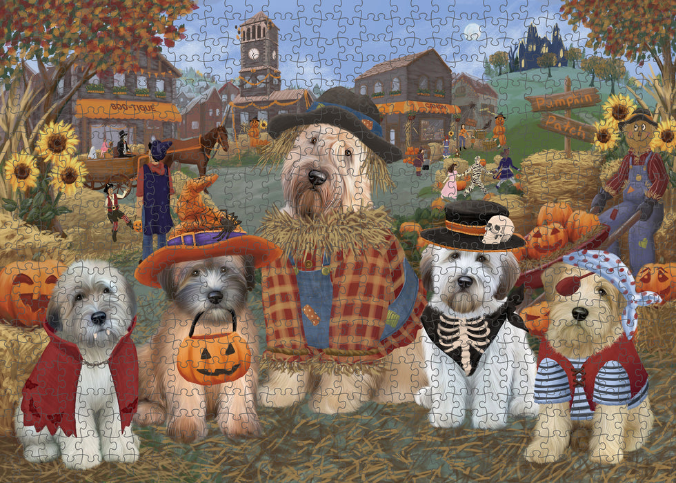 Halloween 'Round Town Wheaten Terrier Dogs Puzzle with Photo Tin PUZL98832