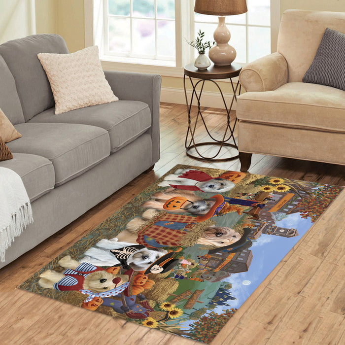 Halloween 'Round Town and Fall Pumpkin Scarecrow Both Wheaten Terrier Dogs Area Rug