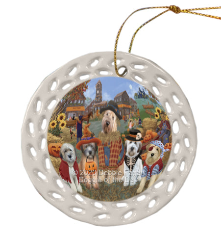 Halloween 'Round Town Wheaten Terrier Dogs Doily Ornament DPOR58080