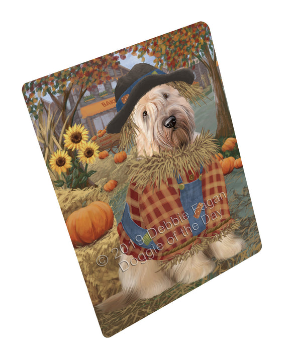 Fall Pumpkin Scarecrow Wheaten Terrier Dogs Cutting Board - For Kitchen - Scratch & Stain Resistant - Designed To Stay In Place - Easy To Clean By Hand - Perfect for Chopping Meats, Vegetables