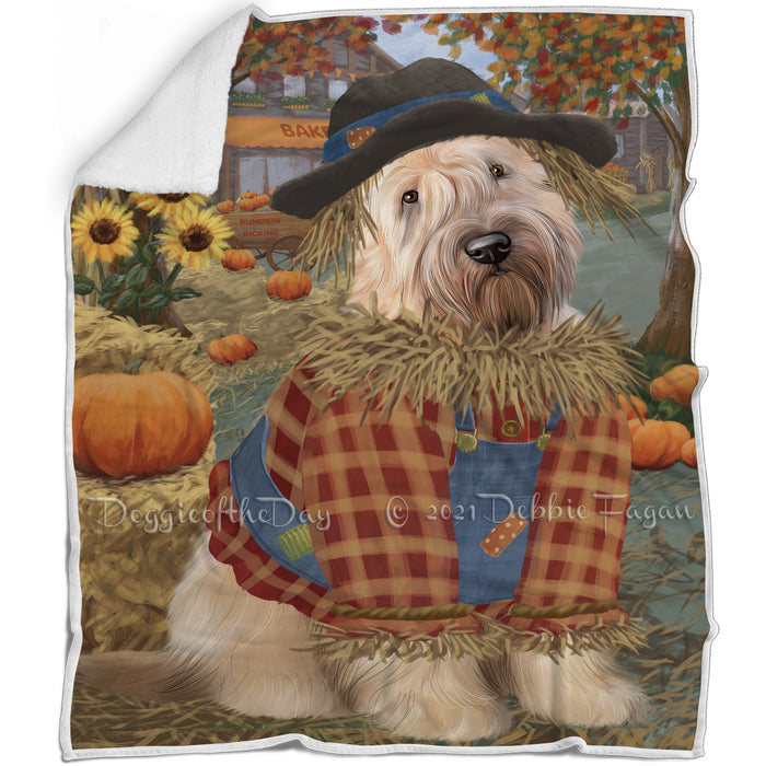 Halloween 'Round Town And Fall Pumpkin Scarecrow Both Wheaten Terrier Dogs Blanket BLNKT143677