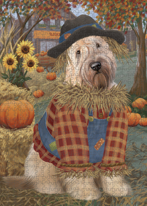 Fall Pumpkin Scarecrow Wheaten Terrier Dogs Puzzle with Photo Tin PUZL99076