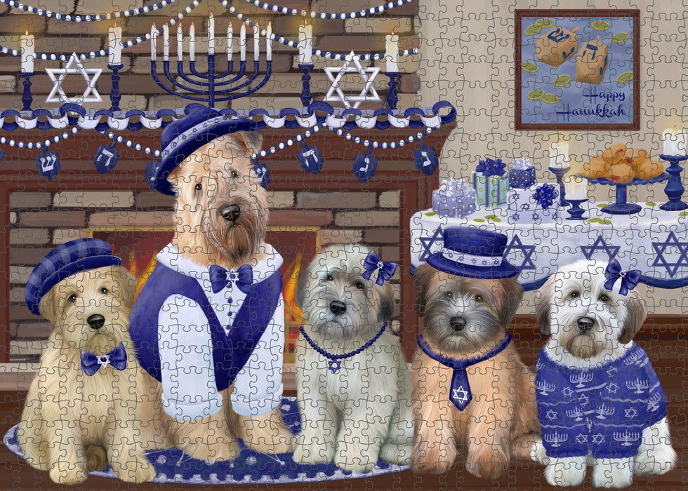 Happy Hanukkah Family Wheaten Terrier Dogs Puzzle with Photo Tin PUZL98952