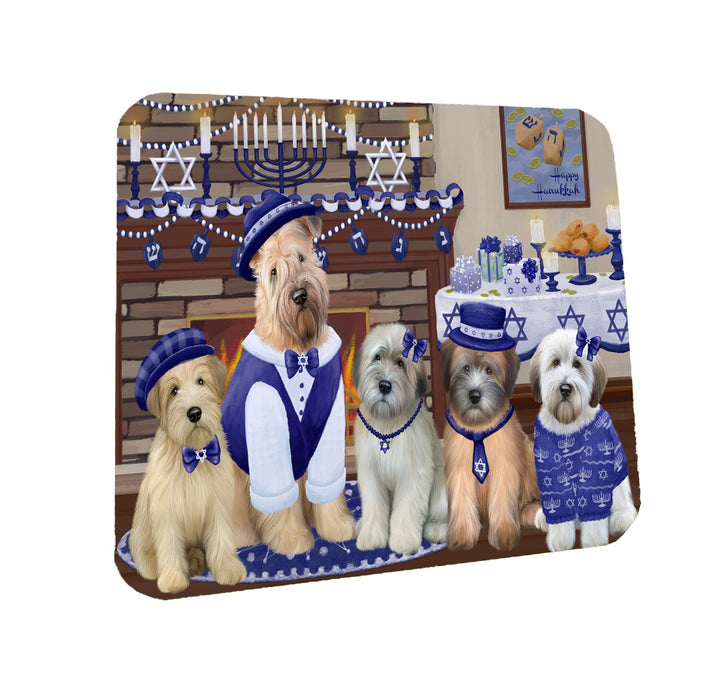 Happy Hanukkah Family Wheaten Terrier Dogs Coasters Set of 4 CSTA57890