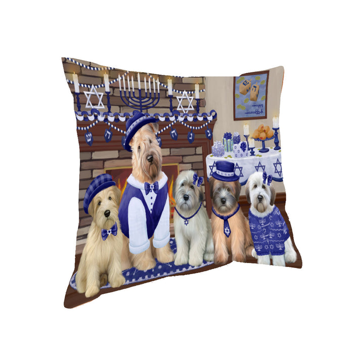 Happy Hanukkah Family Wheaten Terrier Dogs Pillow PIL85336