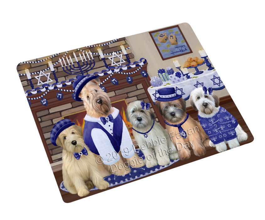 Happy Hanukkah Family Wheaten Terrier Dogs Cutting Board - For Kitchen - Scratch & Stain Resistant - Designed To Stay In Place - Easy To Clean By Hand - Perfect for Chopping Meats, Vegetables