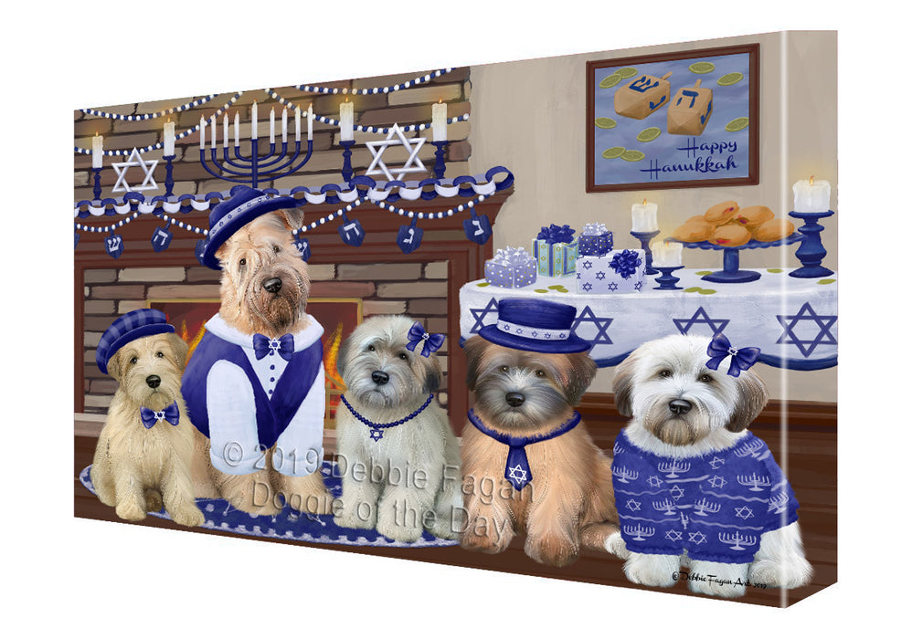 Happy Hanukkah Family Wheaten Terrier Dogs Canvas Print Wall Art Décor CVS144377