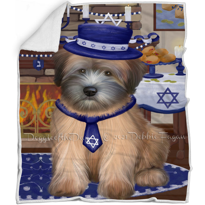 Happy Hanukkah Wheaten Terrier Dog Blanket BLNKT144072